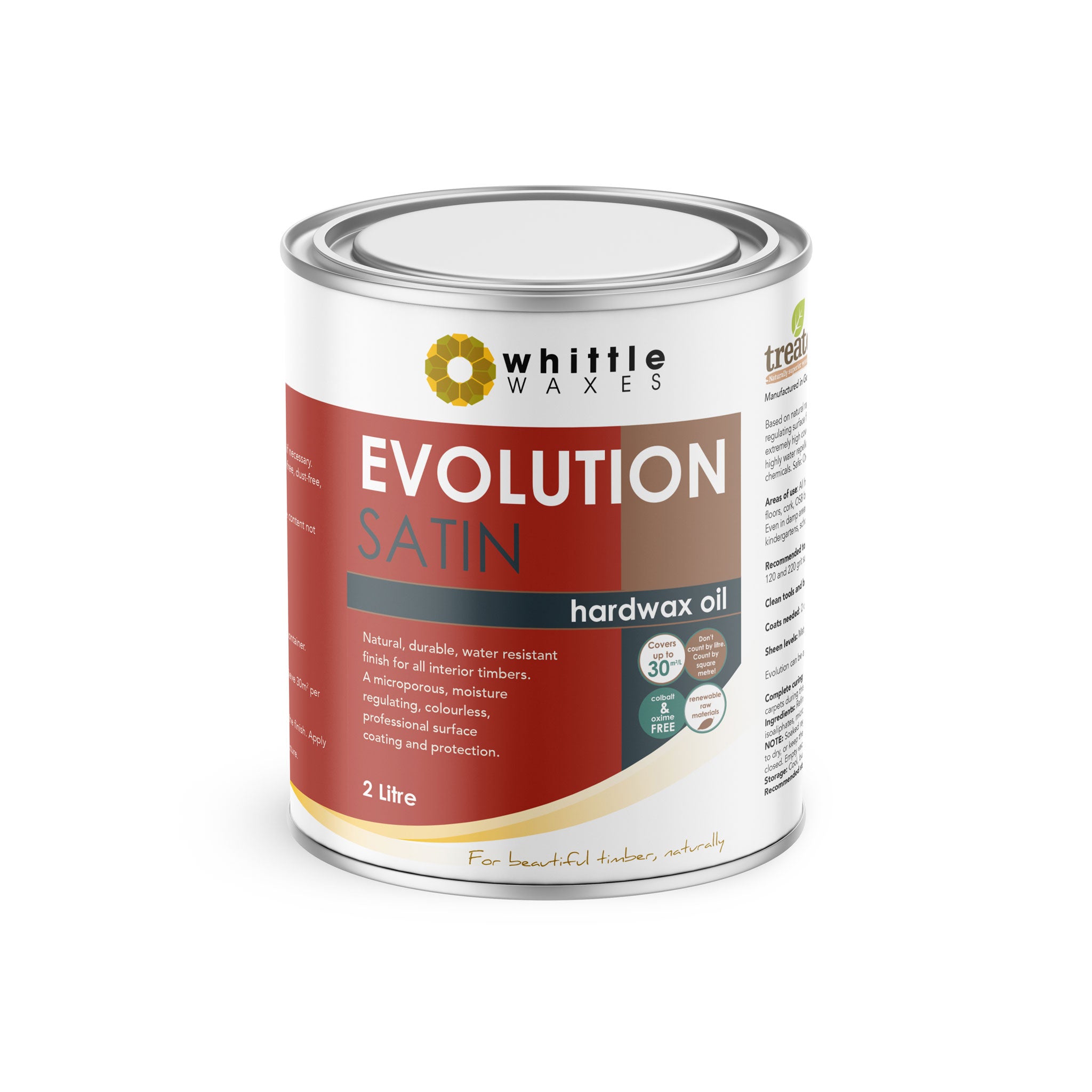 Whittle Waxes Evolution Hardwax Oil (Satin) - quality, durable, natural timber protection - 2 Litre