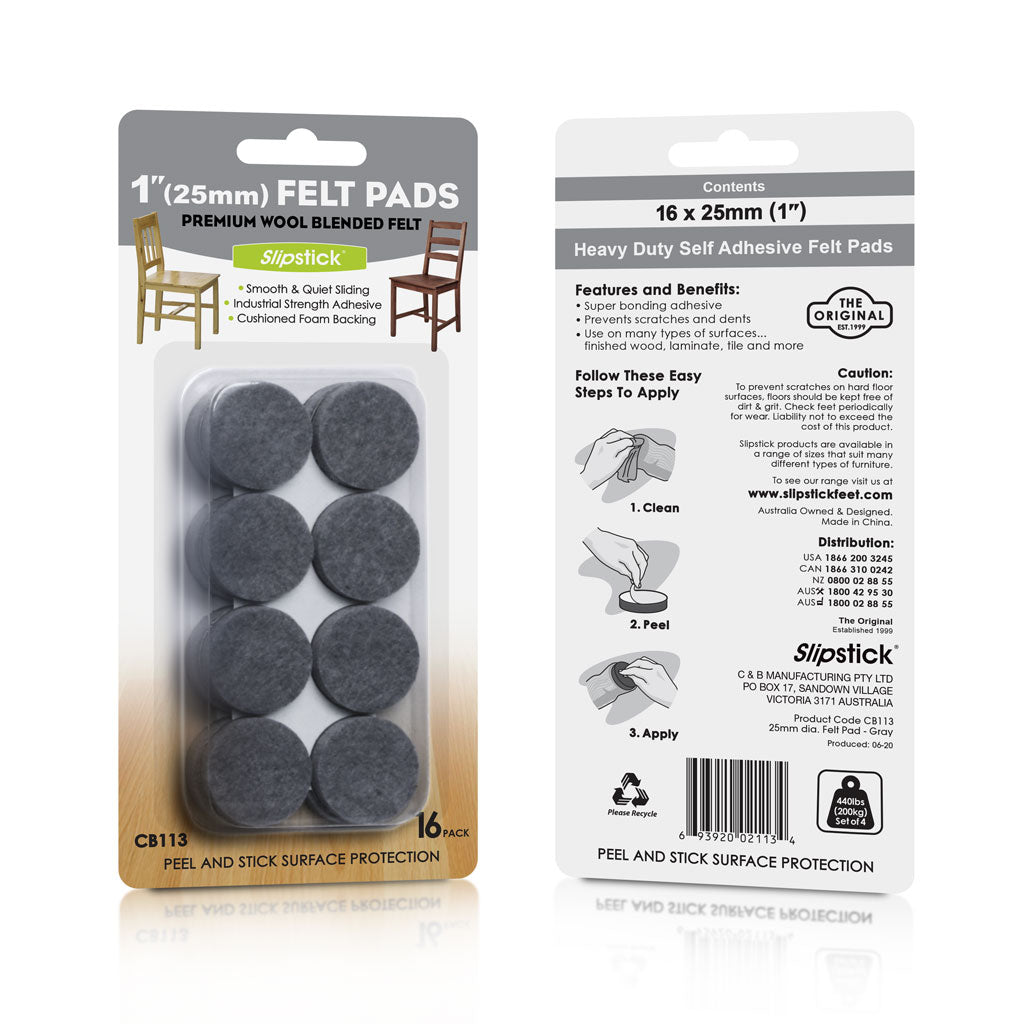 Ultra heavy duty felt pads (16pcs – 25mm diameter)