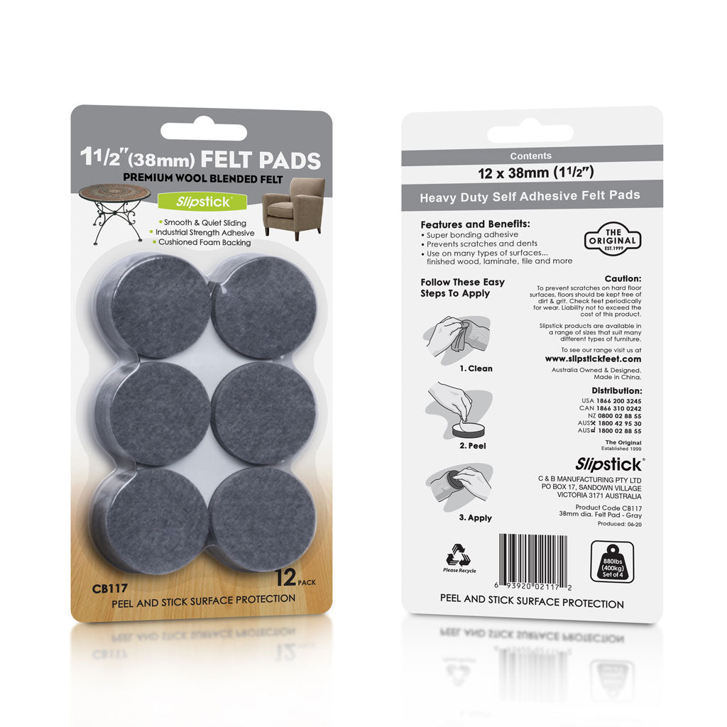 Ultra heavy duty felt pads (12pcs – 38mm diameter)