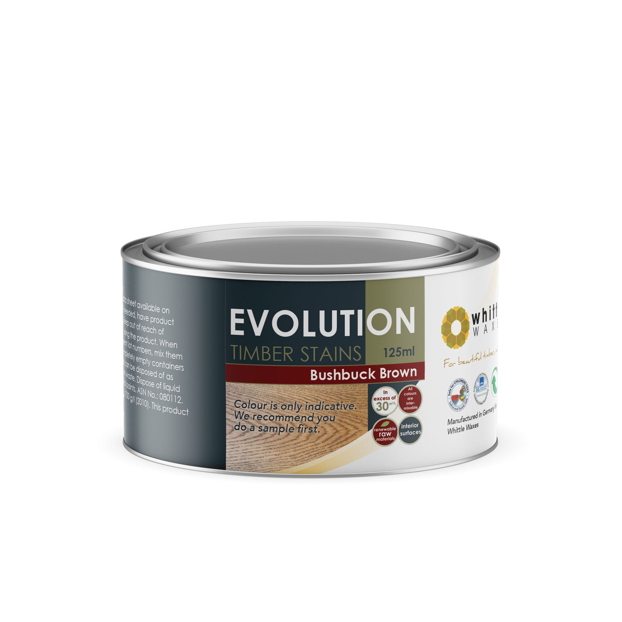 Whittle Waxes Evolution Colours (Bushbuck Brown) - quality timber stain - 125ml