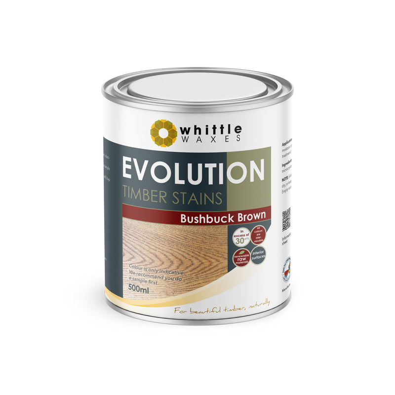 Whittle Waxes Evolution Colours (Bushbuck Brown) - quality timber stain - 500ml