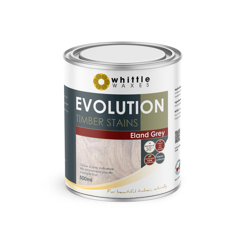 Whittle Waxes Evolution Colours (Eland Grey) - quality timber stain - 500ml