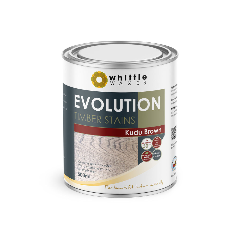 Whittle Waxes Evolution Colours (Kudu Brown) - quality timber stain - 500ml