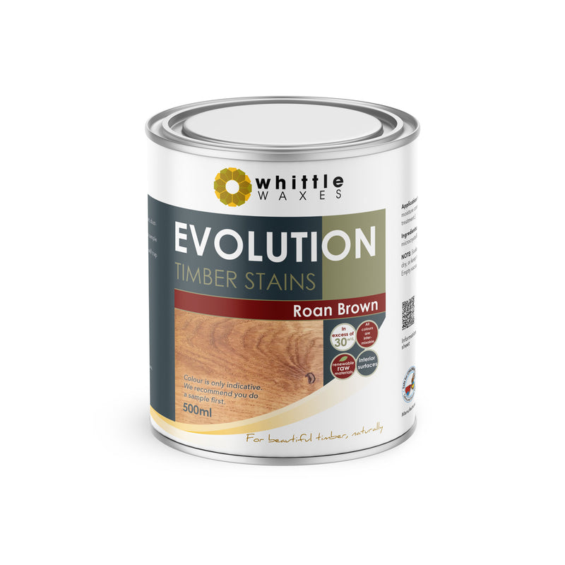 Whittle Waxes Evolution Colours (Roan Brown) - quality timber stain - 500ml