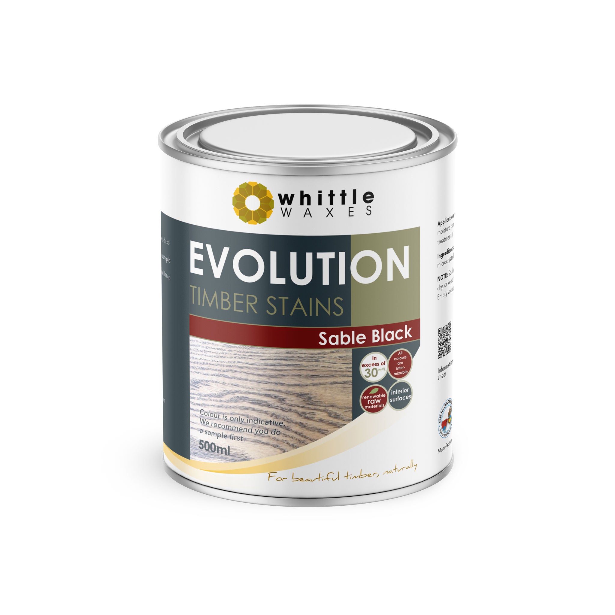 Whittle Waxes Evolution Colours (Sable Black) - quality timber stain - 500ml