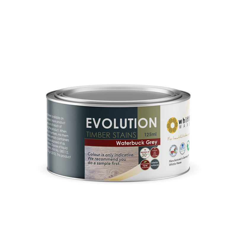Whittle Waxes Evolution Colours (Waterbuck Grey) - quality timber stain - 125ml